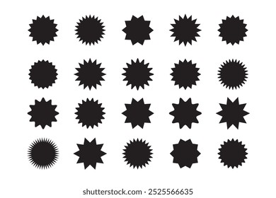 Starburst promo black sticker shape vector sale splash. Starburst round badge promo sticker