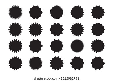 Starburst promo black sticker shape vector sale splash. Starburst round badge promo sticker