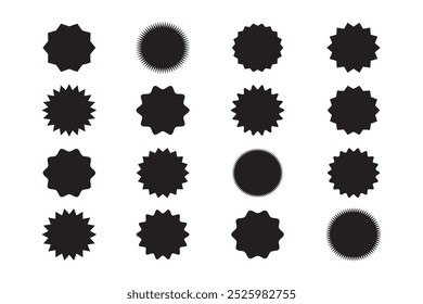 Starburst promo black sticker shape vector sale splash. Starburst round badge promo sticker