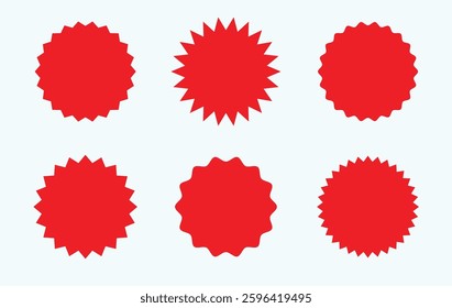 Starburst red badge set. Special offer sale labels, discount offer price tags, stickers.