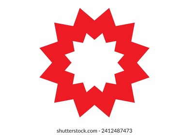 Starburst red sticker set - collection of special offer sale oval and round shaped sunburst labels and badges. Promo stickers with star edges. Vector.