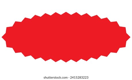Starburst red sticker set - collection of special offer sale round and oval sunburst labels and buttons isolated on white background. Stickers and badges with star edges for promo advertising