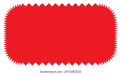 Starburst red sticker set - collection of special offer sale round and oval sunburst labels and buttons isolated on white background. Stickers and badges with star edges for promo advertising