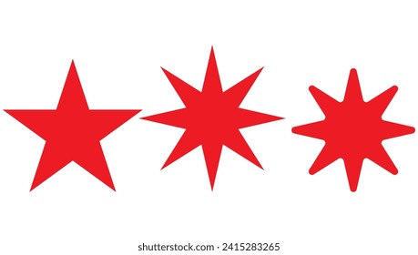 Starburst red sticker set - collection of special offer sale round and oval sunburst labels and buttons isolated on white background. Stickers and badges with star edges for promo advertising