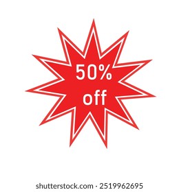 Starburst red sticker set - collection of special offer sale round and oval sunburst labels and buttons isolated on white background.