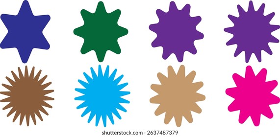 Starburst sale price labels or stickers and seals, oval and sunburst, colorful vector. Sale callout splash, star and rosette stamps or tag badges for price promotion labels