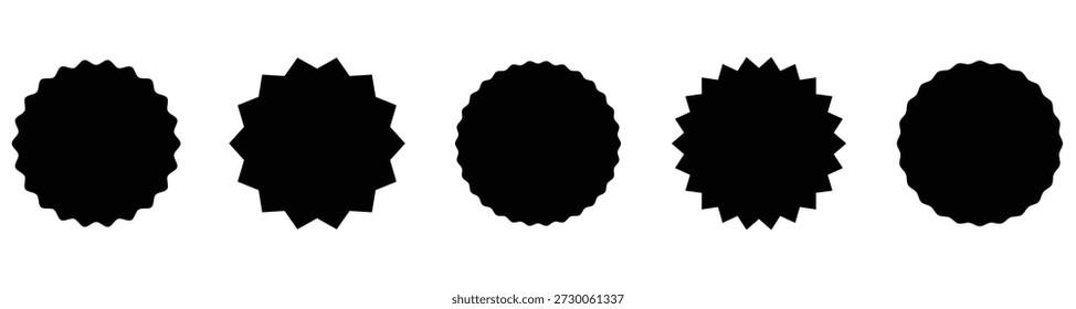 Starburst seal shape vector illustration. Simple starburst seal shape in black color. Perfect for discount badges, promotional graphics, packaging, and advertising layouts. On white background . vector illustration.
