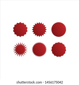 starburst set in red. blank label in red
