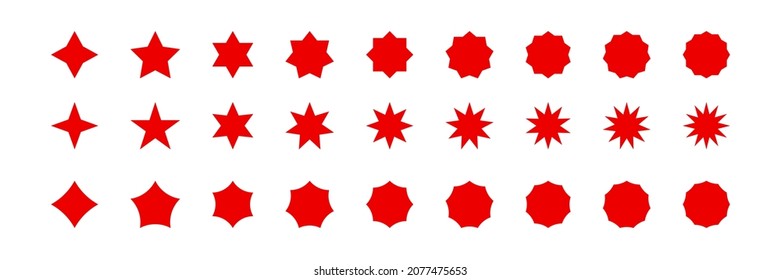 Starburst set red icon. Empty stiker burst star. Vector illustration in flat style