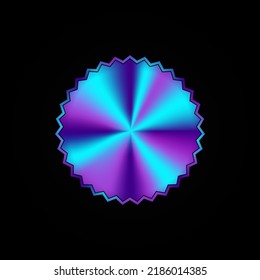 starburst shape hologram, fluid gradient texture label sticker. modern and colorful texture sunburst tag, label, ribbon, banner, shape vector sticker design.