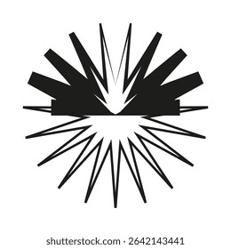 Starburst shape icon. Dynamic spike symbol. Radiant flare vector. Abstract burst motif.