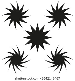 Starburst shape icon. Radiant energy symbol. Black burst pattern. Vector illustration.