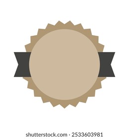 Icono de la forma del estallido estelar, estallido del sol del Vector del Anuncio y etiqueta en el fondo blanco con la cinta gris oscura. Diseño de elemento de diseño plano para diploma, certificado, certificación.