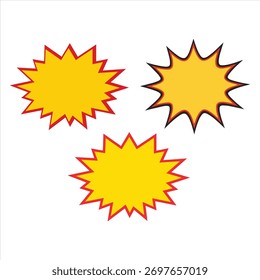 Conjunto de formas Starburst - Elementos gráficos irregulares amarelos para ênfase e promoção