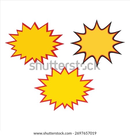 Starburst Shape Set – Yellow Jagged Graphic Elements for Emphasis and Promotion