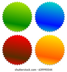 Starburst shaped badge, button shape with copyspace. Abstract badge, button or tag, label element