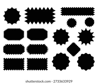 Starburst shapes and jagged edged rectangles black