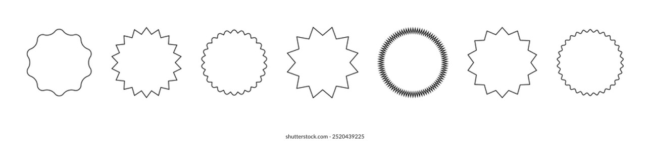Starburst speech bubbles. Starburst, black price sticker sunburst icons. Black Sunburst. Flat vintage price tag stickers. Vector