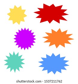 starburst speech bubbles with different color bursting shape isolated on white background. vector illustration 