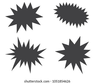 Starburst speech bubbles set, bursting speech stars collection. Explosion illustration, star sticker vector isolated on white background.