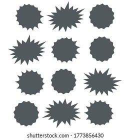 Starburst speech bubbles set. Bursting icon. Starburst isolated icons set