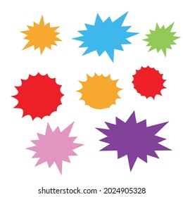 Starburst speech bubbles set. Bursting icon. Starburst isolated icons set