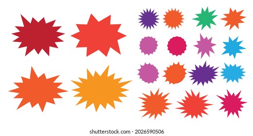 Se preparan burbujas de discursos de Starburst. Icono de reventado. Juego de iconos aislados de Starburst