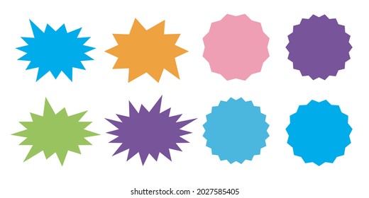 Se preparan burbujas de discursos de Starburst. Icono de reventado. Juego de iconos aislados de Starburst
