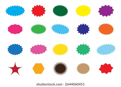 Starburst speech bubbles set, Bursting icon, Explosion illustration, star sticker vector