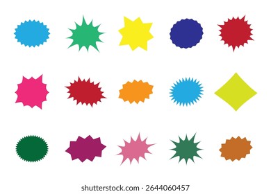 Starburst speech bubbles set, Bursting icon, Explosion illustration, star sticker vector