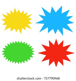 Starburst speech bubbles set, Bursting icon, Explosion illustration, star sticker vector