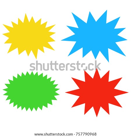 Starburst speech bubbles set, Bursting icon, Explosion illustration, star sticker vector