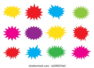 Starburst speech bubbles set, star sticker vector, Bursting icon, Explosion vector , isolated on white background