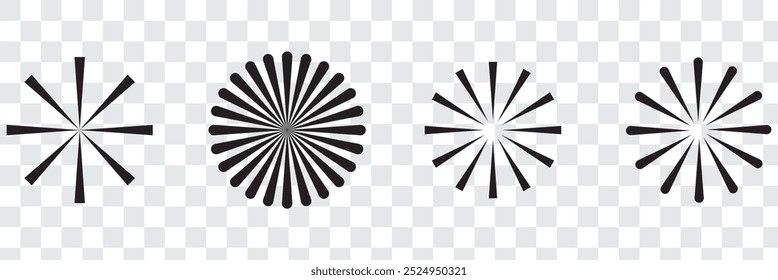 Starburst speech bubbles. Vector set of starburst, sunburst icons. Black Sunburst Promo Tags. Flat vintage stickers, labels on white background