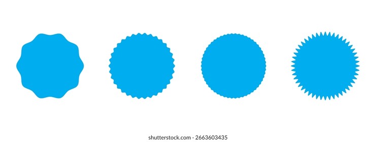 Bolhas de fala do Starburst. Conjunto vetorial de ícones starburst, sunburst. Marcas promocionais do Sunburst preto. Adesivos vintage planos, rótulos em fundo branco