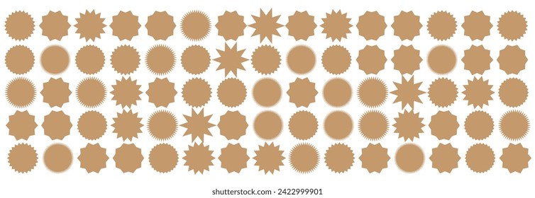 Starburst sticker set - collection of special offer sale oval and round shaped sunburst labels and badges. Promo stickers with star edges. Vector.
