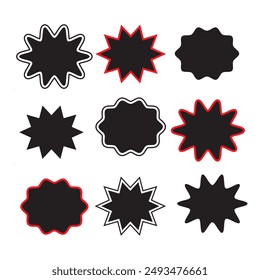 Starburst sticker set - collection of special offer sale oval and round shaped sunburst labels and badges. Promo stickers with star edges. Vector. design eps 10