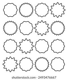 Starburst sticker set - collection of special offer sale oval and round shaped sunburst labels and badges. Promo stickers with star edges. Vector. design eps 10
