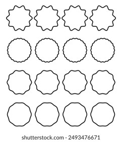 Starburst sticker set - collection of special offer sale oval and round shaped sunburst labels and badges. Promo stickers with star edges. Vector. design eps 10