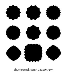 Starburst sticker set, label, icon. Black star price tag or quality mark badge isolated on white background. Sunburst sale banners. Vector illustration.