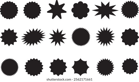 starburst sticker set. Price sticker, sale sticker, price tag, starburst, retro silhouette, Flat vector illustration Isolated on white background.