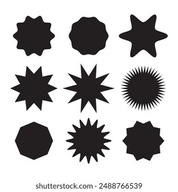 starburst sticker vector set. Black starburst for sale sticker, price tag, quality mark. Vector illustration starburst black color.