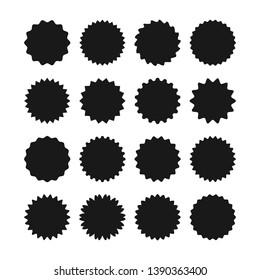 Starburst stickers, sunburst badges. Vintage labels and stickers set. Black star burst price badges, marketing sun burst sale buttons. Vector illustration isolated on white background