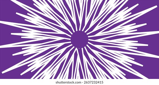 Starburst, sunburst background. Circular monochrome pattern with radial lines.
