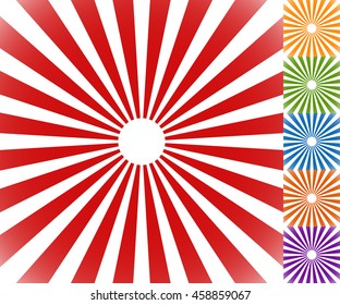 Starburst, sunburst background. Circular monochrome pattern with radial lines.