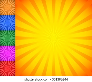 Starburst, sunburst background. Radiating, converging lines vector.