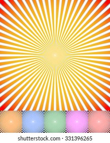 Starburst, sunburst background. Radiating, converging lines vector.