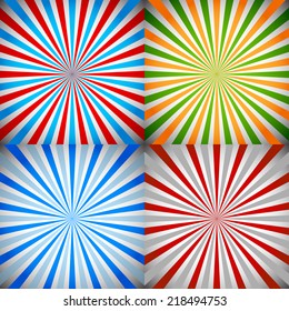 Starburst, sunburst, burst, rays background set