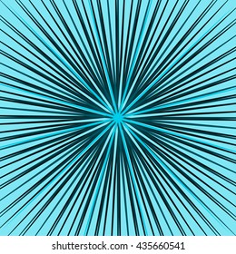 Starburst, sunburst element. Radial, radiating lines intersect at center. Abstract monochrome illustration