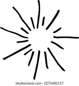 Starburst or sunburst hand drawn design element. Explosion effect. 